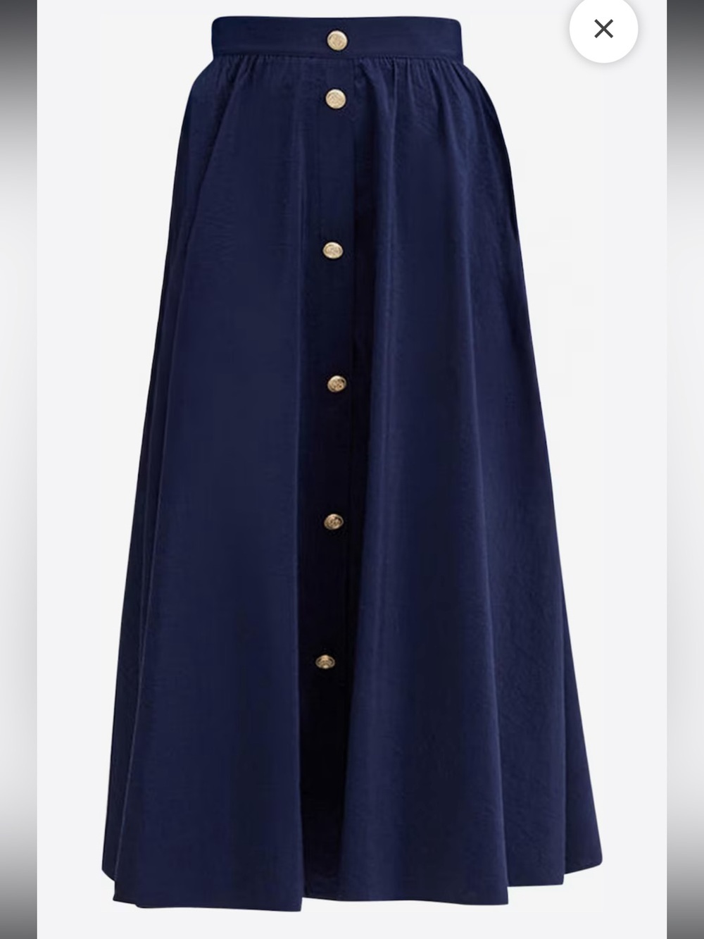 High-Waist Navy Button-Front Maxi Skirt